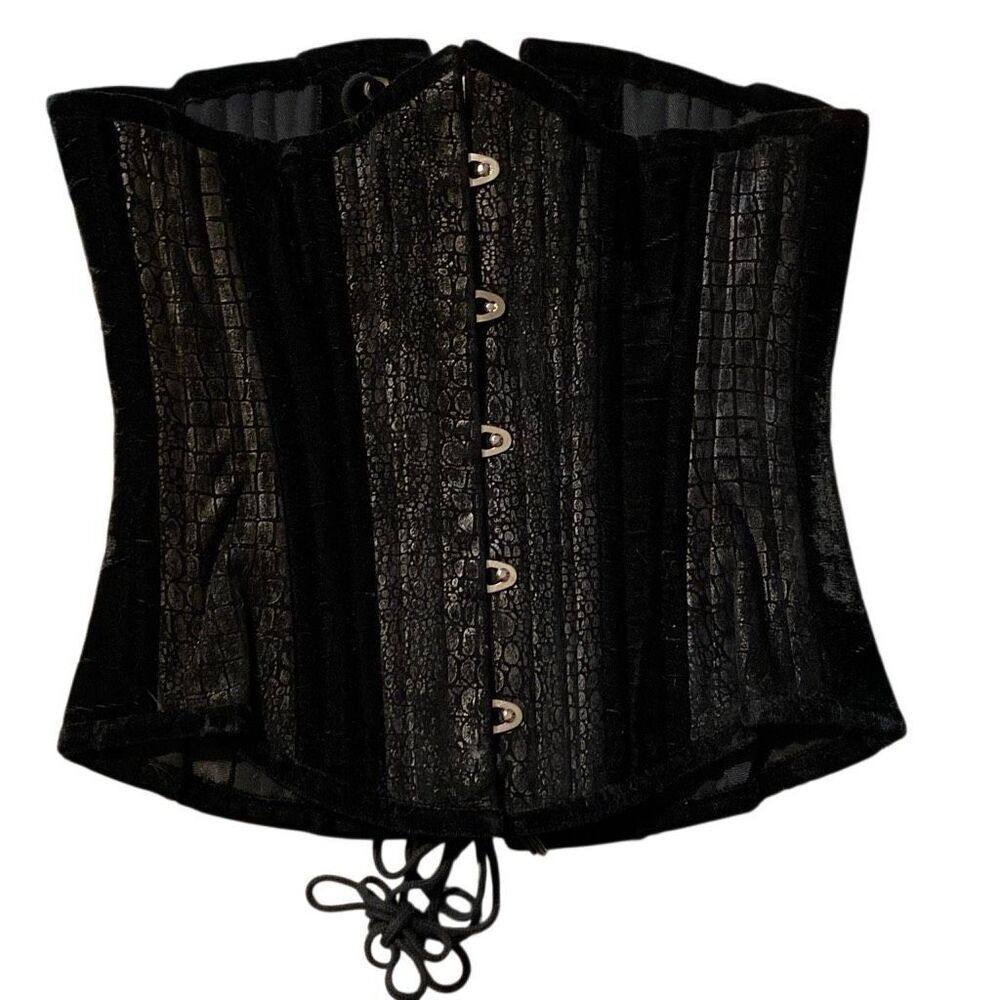 Timeless Trends Black Velour Lace Up Corset Size 20 inch Hook Front Medieval